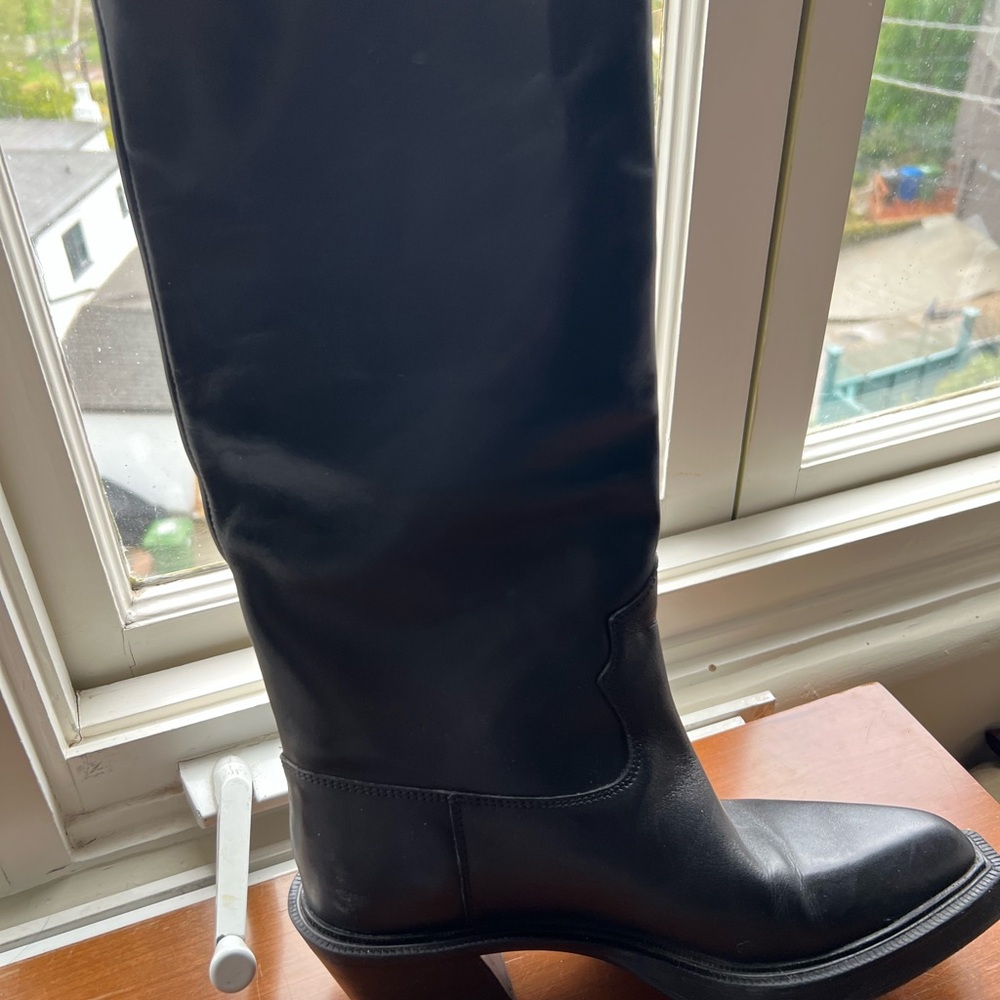 Black Western Heeled Knee-High Boots